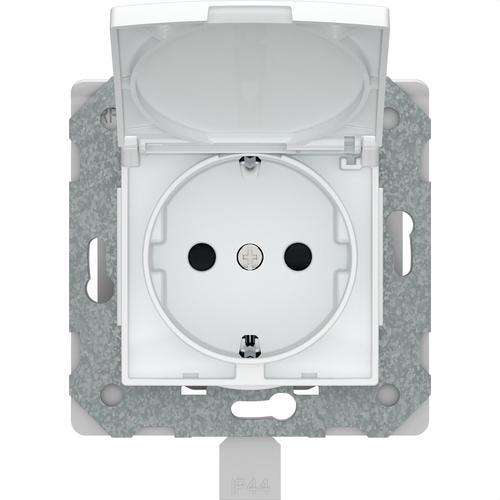 Presa schuko con coperchio ribaltabile bianco Viva con riferimento 23526-3 del marchio BJC