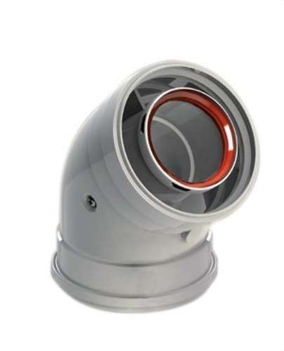 Gomito camino diametro 60/100mm 45º femmina-femmina alluminio bianco con riferimento 610-45HHP1 del marchio FIG
