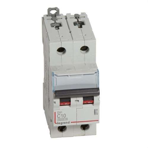 Interruttore Magnetotermico DX3 2P 10A Curva C 6/10kA con riferimento 407798 del marchio LEGRAND