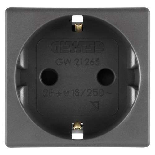 Presa a muro spagnola 2P+T 16A 2 moduli System Black con riferimento GW21265 del marchio GEWISS