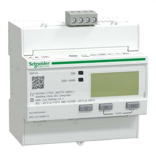 Contatore di energia trifase iem3150 63 A classe 1 modbus con riferimento A9MEM3150 del marchio SCHNEIDER ELECTRIC