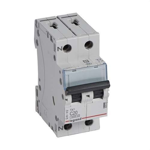 Interruttore Magnetotermico TX3 P+N 20A Curva C 6kA con riferimento 403587 del marchio LEGRAND