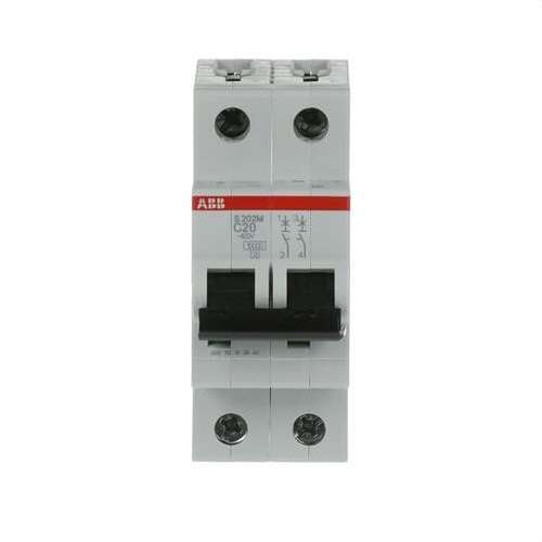 Interruttore Magnetotermico S202M-C20 2P 20A Curva C 15kA con riferimento 2CDS272001R0204 del marchio ABB