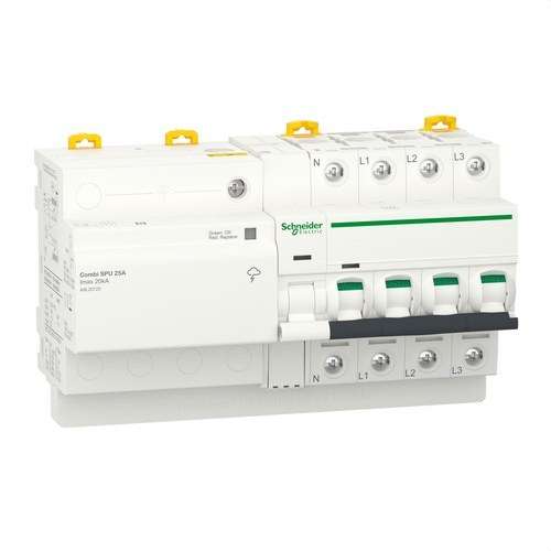 Limitatore di sovratensioni transitorie e permanenti IGA Acti9 Combi SPU 3P+N 25A con riferimento A9L20725 del marchio SCHNEIDER ELECTRIC