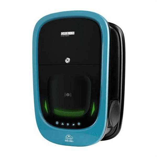 Caricabatterie auto elettrica doppio con wifi Orbis VIARI Combi trifase 2 x 22 kW Tipo II con riferimento OB94P7CCKA2 del marchio ORBIS