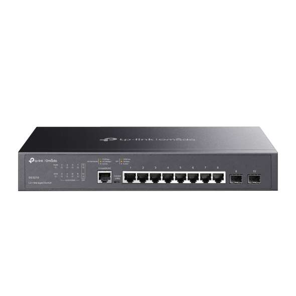 Switch Omada L2+ a 8 porte Gigabit e 2 SFP con riferimento TL-SG3210 del marchio TP-LINK