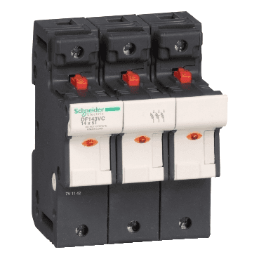 Portafusibili Tesys DF 3P 50A 690VAC 14x51mm con riferimento DF143VC del marchio SCHNEIDER ELECTRIC