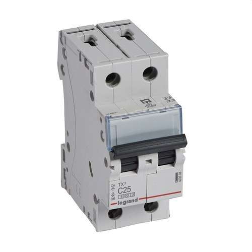 Interruttore Magnetotermico TX3 2P 25A Curva C 6kA con riferimento 403608 del marchio LEGRAND