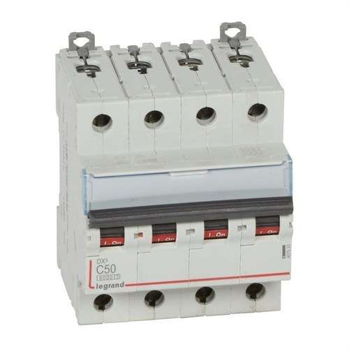 Interruttore Magnetotermico DX3 4P 50A Curva C 6/10kA con riferimento 407933 del marchio LEGRAND