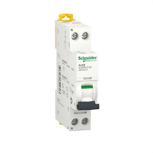 Interruttore magnetotermico Acti9 iC40N 1P+N 10 A Curva C con riferimento A9P54610 del marchio SCHNEIDER ELECTRIC