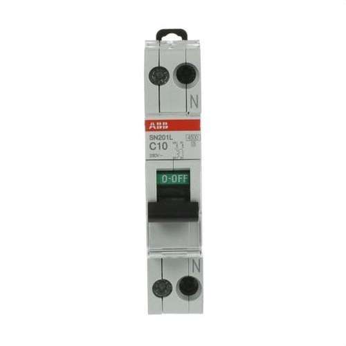 Interruttore Magnetotermico SN201L-C10 1P+N 10A Curva C 4,5kA con riferimento 2CSS245101R0104 del marchio ABB