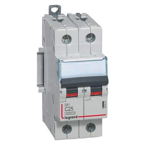 Interruttore Magnetotermico DX3 2P 25A Curva C 6/10kA con riferimento 407802 del marchio LEGRAND