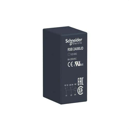 Relè plug-in 2 NA/NC 8A 12V DC con riferimento RSB2A080JD del marchio SCHNEIDER ELECTRIC