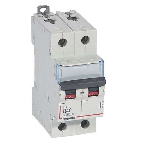 Interruttore Magnetotermico DX3 2P 40A Curva B 6/10kA con riferimento 407513 del marchio LEGRAND
