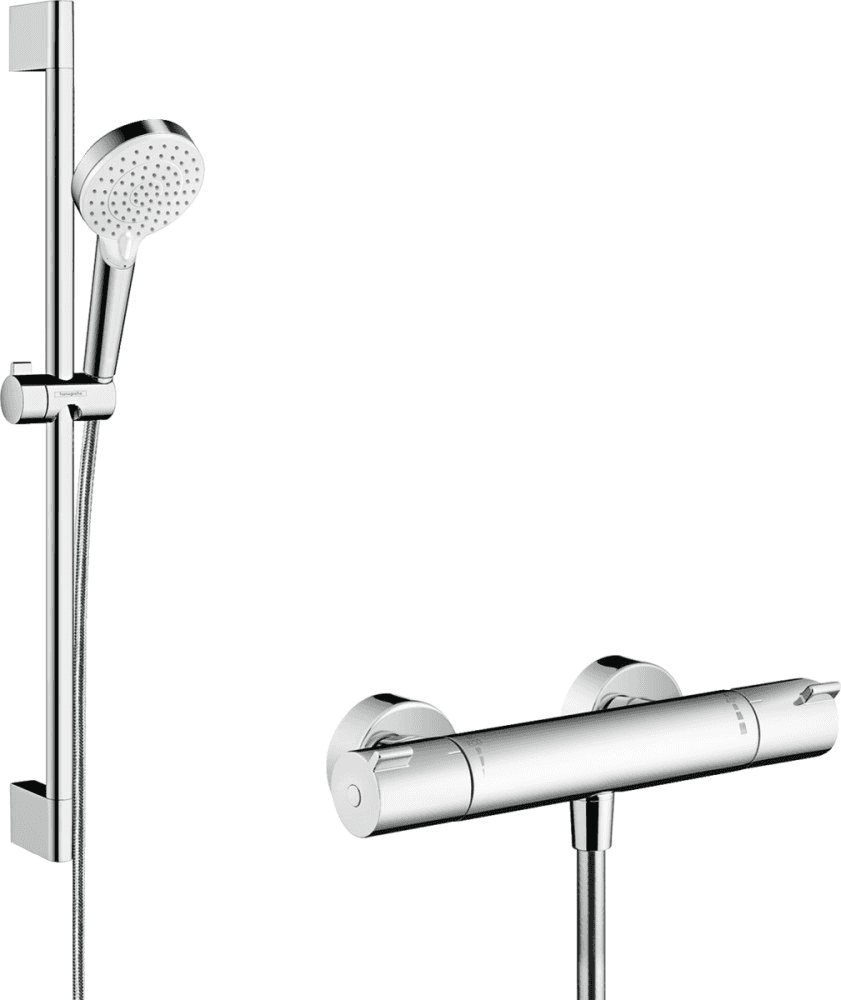 Set doccia Hansgrohe Vario con termostato Ecostat 1001 CL e asta da 65 cm con riferimento 27812400 del marchio HANSGROHE