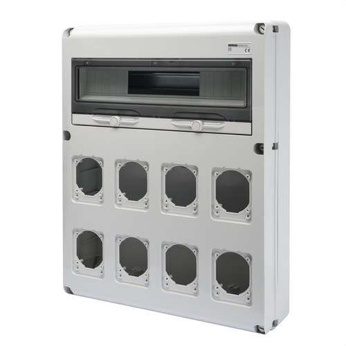 Quadro Q-DIN20 8 BASI 16/32A IP65 con riferimento GW68013N del marchio GEWISS