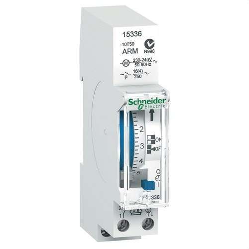 Interruttore orario giornaliero analogico Acti9 IH 1 Modulo CRM 1 Canale 16A con riferimento 15336 del marchio SCHNEIDER ELECTRIC