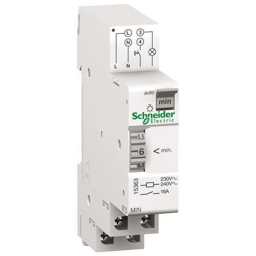 Interruttore minuteria automatico Acti9 MIN 1 modulo 1 canale 1 a 7 minuti con riferimento 15363 del marchio SCHNEIDER ELECTRIC