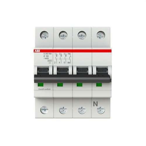 Interruttore Magnetotermico S203-C10NA 3P+N 10A Curva C 10kA con riferimento 2CDS253103R0104 del marchio ABB