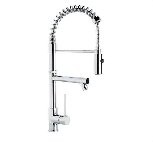 Miscelatore monocomando per lavello professionale con molla e beccuccio TAU con riferimento 65212 18 45 66 del marchio GENEBRE