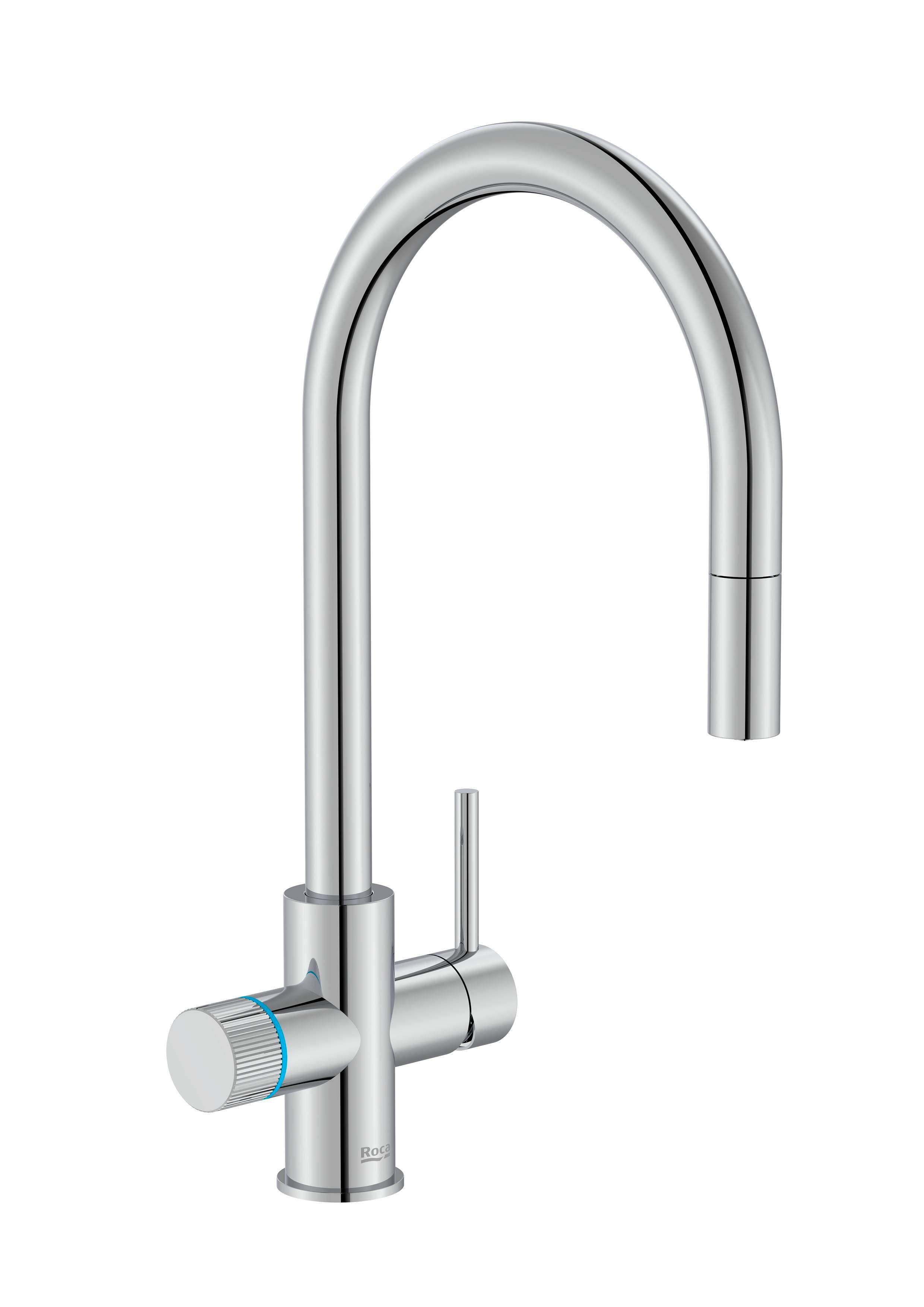 Rubinetto da cucina con canna curva estraibile e filtro a 5 stadi incluso - Cromo con riferimento A5A8D3GC00 del marchio ROCA