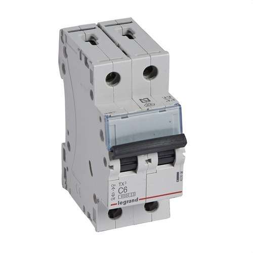 Interruttore magnetotermico TX3 2P 6A Curva C Curva C 6kA con riferimento 403604 del marchio LEGRAND