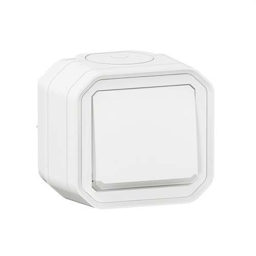 Pulsante NA luminoso monoblocco di superficie bianco Plexo con riferimento 069762L del marchio LEGRAND