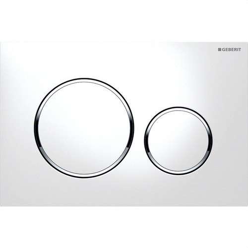 Pulsante doppio scarico SIGMA20 bianco lucido e cromato con riferimento 115.882.KJ.1 del marchio GEBERIT