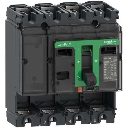 Blocco di taglio ComPacT NSX250N 50kA AC 4P 250A con riferimento C25N4 del marchio SCHNEIDER ELECTRIC