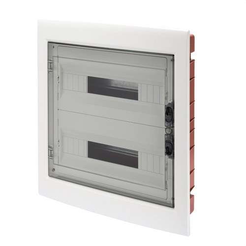 Quadro di distribuzione da incasso con porta fumé 36 moduli (18x2) con riferimento GW40609 del marchio GEWISS