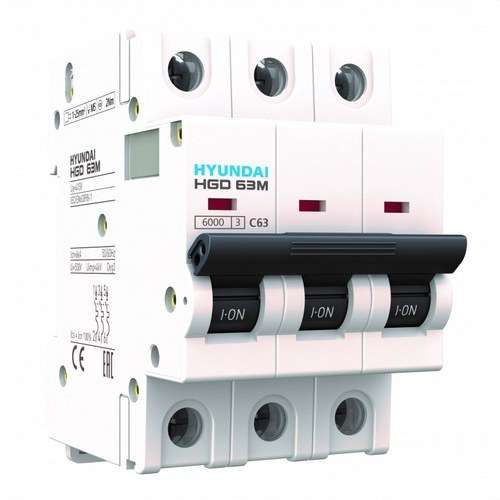 Interruttore Magnetotermico STD 4P 6kA 10A Curva C con riferimento HGD63-M4P010C del marchio HYUNDAI