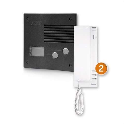 Kit videocitofono per 2 abitazioni K-202 grafite con riferimento 11242024B del marchio GOLMAR