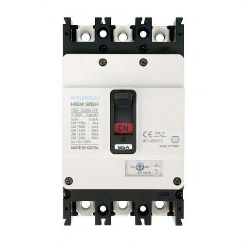 Interruttore scatolato Hyundai HGM 400A 3P 100KA/380V con riferimento HGM400-L3P400F del marchio HYUNDAI