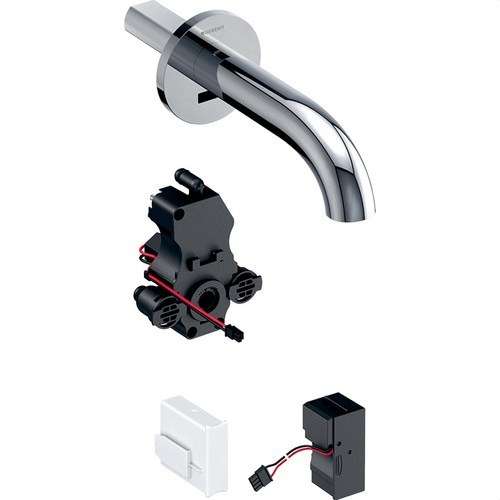 Rubinetto lavabo a parete elettronico Geberit Piave alimentazione elettrica cromo con riferimento 116.281.21.1 del marchio GEBERIT