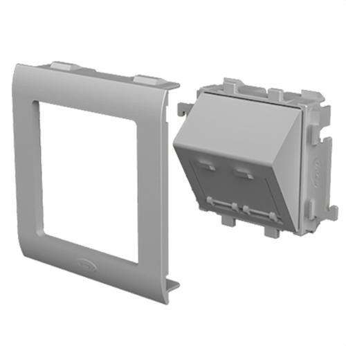 Piastra inclinata 2 RJ45 colore alluminio 80mm U24X con riferimento 93754-03 del marchio UNEX
