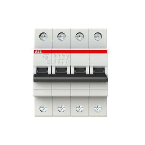 Interruttore Magnetotermico SH204-C20 4P 20A Curva C 6kA con riferimento 2CDS214001R0204 del marchio ABB