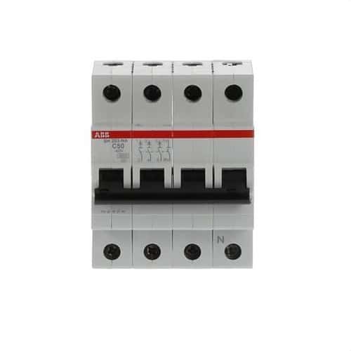 Interruttore Magnetotermico SH203-C50NA 3P+N 50A Curva C 6kA con riferimento 2CDS213103R0504 del marchio ABB