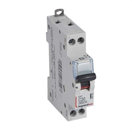 Interruttore Magnetotermico DX3 1P+N 20A Curva C 6/10kA con riferimento 407729 del marchio LEGRAND