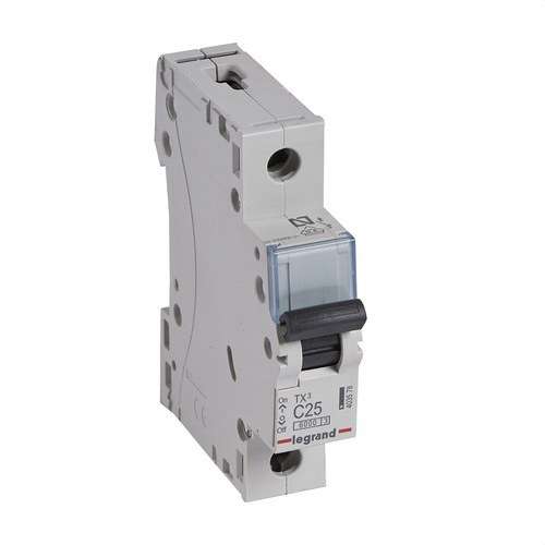 Interruttore Magnetotermico TX3 1P 25A Curva C 6kA con riferimento 403578 del marchio LEGRAND