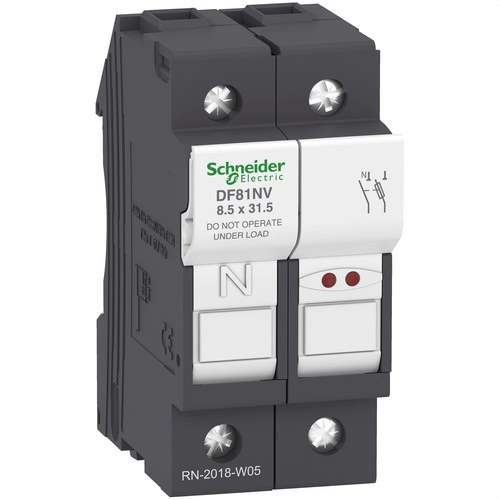 Portafusibili CON PILOTA 1P+N 25A FUSIBILE 8,5X31,5 con riferimento DF81NV del marchio SCHNEIDER ELECTRIC