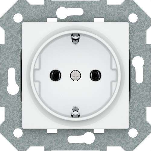 Base di presa Schuko con messa a terra argento luna Viva con riferimento 23526-1 del marchio BJC