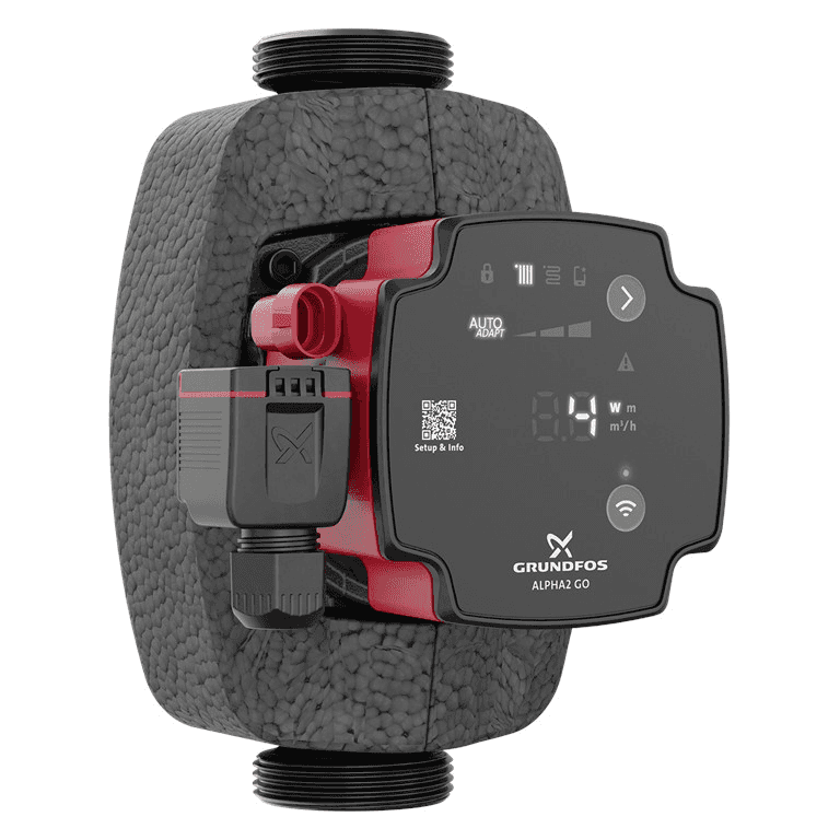 Pompa circolatore Grundfos ALPHA2 GO 25-90 180 con riferimento 93074208 del marchio GRUNDFOS