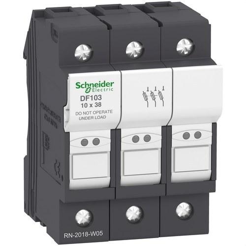 Portafusibili 3P 32A 10X38MM con riferimento DF103 del marchio SCHNEIDER ELECTRIC