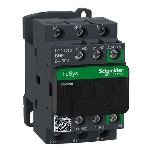 Contattore TeSys D 3P AC-3 12A 24-60V AC/DC con riferimento LC1D12BNE del marchio SCHNEIDER ELECTRIC