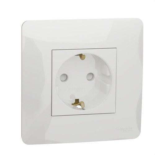 Presa di corrente Schuko monoblocco bianco polare New Unica con riferimento NU203718 del marchio SCHNEIDER ELECTRIC