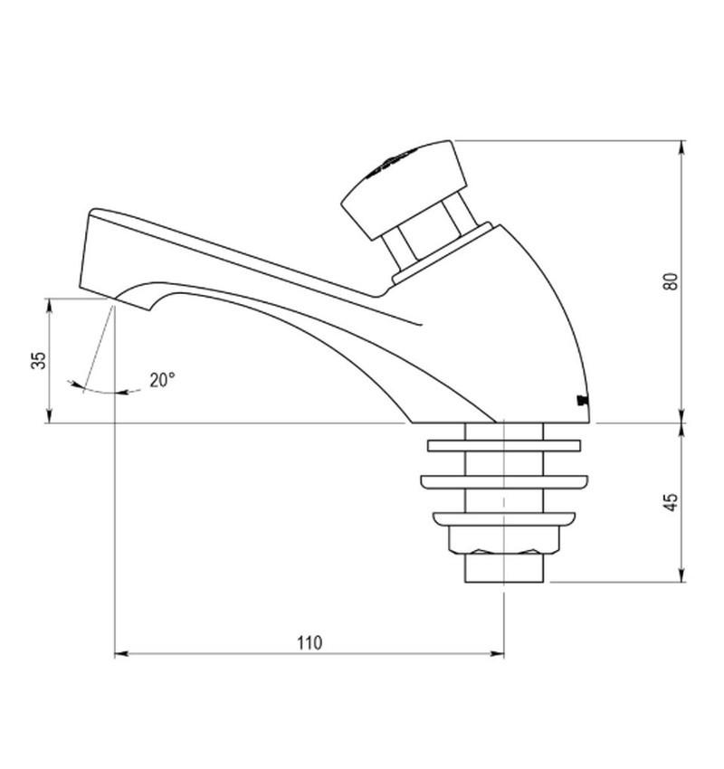 Miscelatore lavabo temporizzato PRESTO 605 freddo cromo con riferimento 34601 del marchio PRESTO