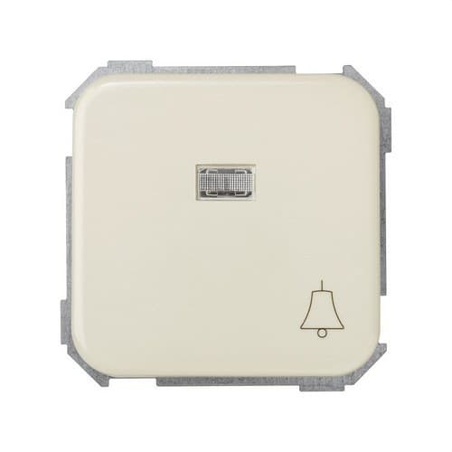 Pulsante con incisione campana luminosa incorporata e sistema di connessione rapida avorio Simon 31 con riferimento 31660-31 del marchio SIMON