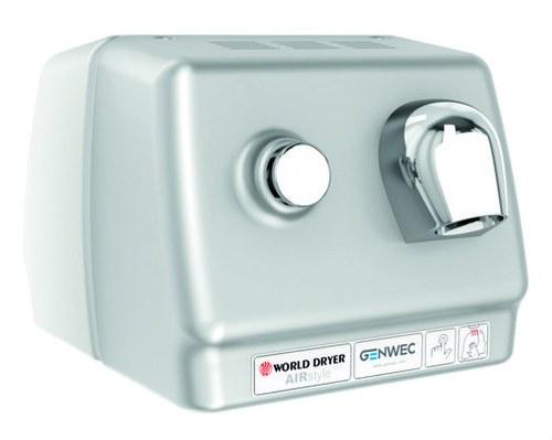 Asciugamani con pulsante Airstyle in acciaio inossidabile satinato con riferimento GW02 06 04 01 del marchio GENWEC