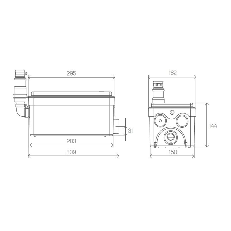 Pompa di evacuazione SFA SANISHOWER per docce con riferimento 0101000 del marchio SFA SANITRIT
