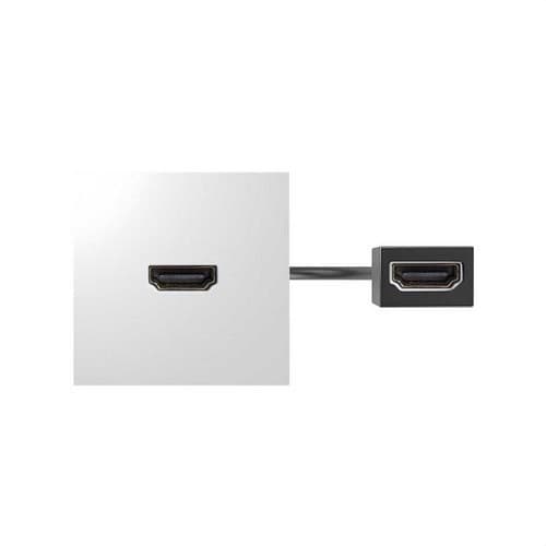 HDMI Type "A" Female-to-Female Connector with Pigtail and Integrated Plate White Simon 400 with reference 40001194-030 from the brand SIMON